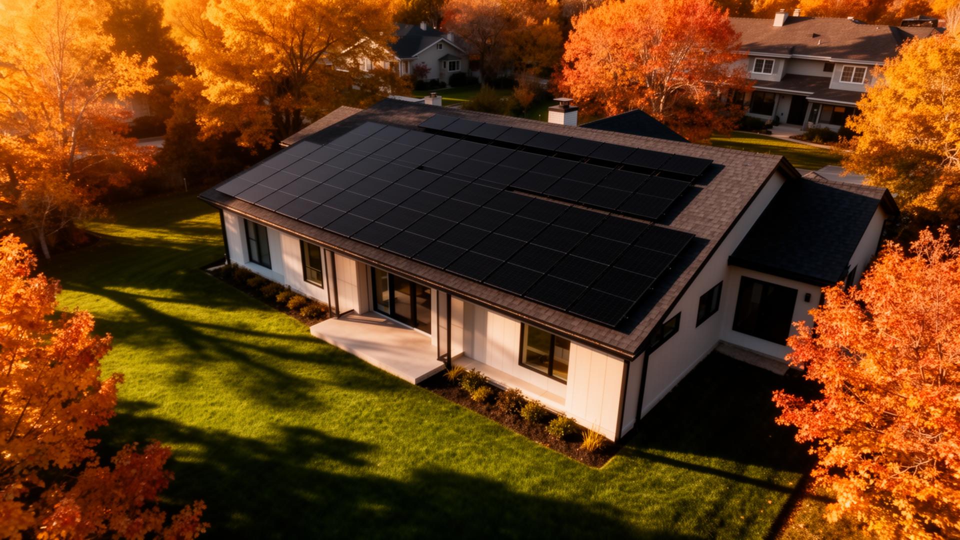 Solar panels on a modern home
